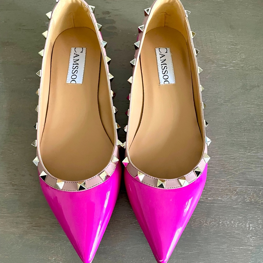 Rock stud hot pink flats